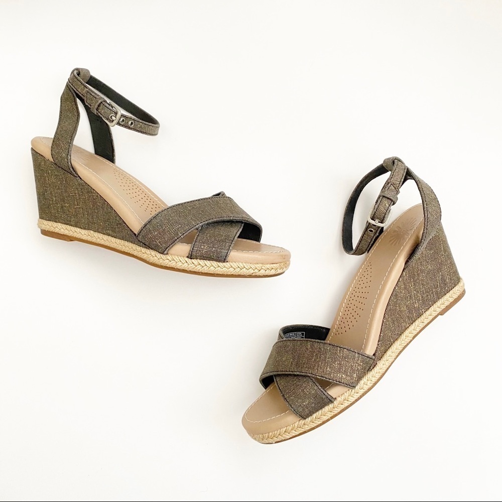 Ugg || Nyssa Wedge Sandals Metallic‎ Gold 8